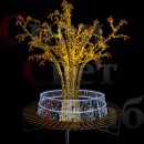 Уличная световая фигура "Древо Памяти" тепло-белое со скамьей белой